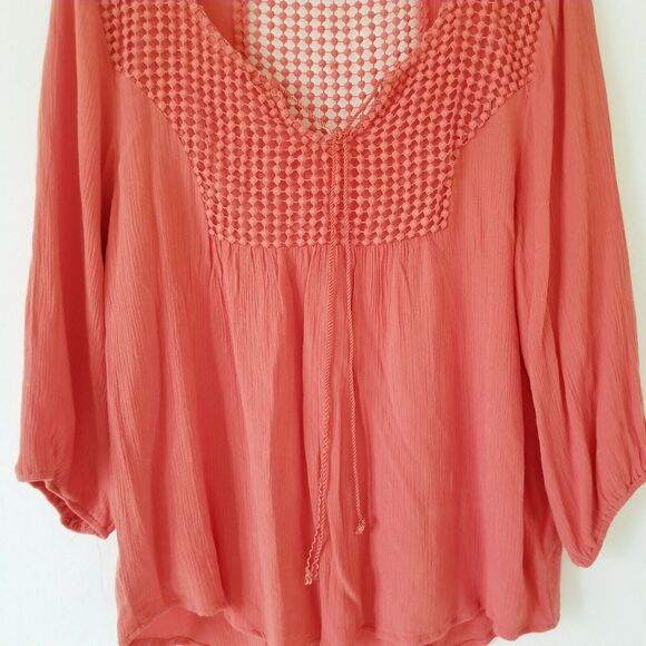 One World Tops Tunic ¾ Sleeve, color Fuchsia - Size: M - Picture 3 of 4